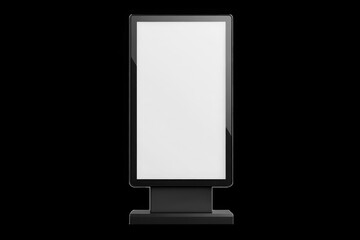 Illuminated advertising display with blank white screen on white background