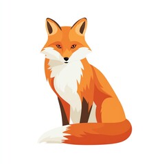 Obraz premium Majestic Red Fox Sitting Against White Background,Alert and Calm