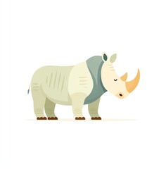 Fototapeta premium Gentle Rhino in Minimalist Style A Serene Wildlife Illustration