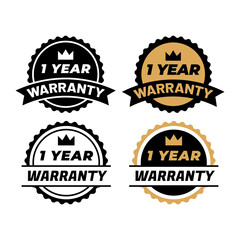 Flat Modern One Year Warranty Emblem Collection