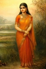 Beautiful artwork depicting Sita, revered in Hindu culture.