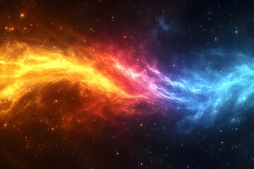 Vivid Cosmic Nebula with Fiery and Icy Colors in Starry Space Scene