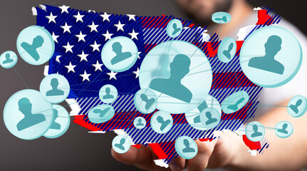 Visual representation of social connections within the United States.