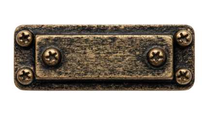 Metal plate with a hole in the middle and a screw hole on the top. transparent background