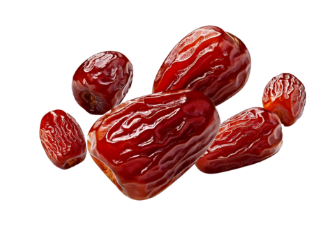 Flying Dried Dates on Transparent Background – Healthy and Nutritious Fruit in Motion PNG