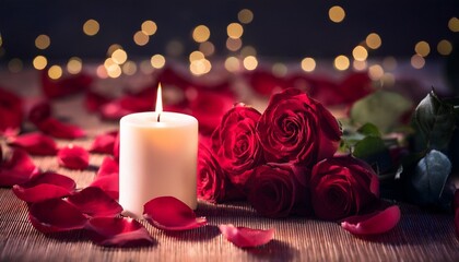 romantic rose petals and candlelight