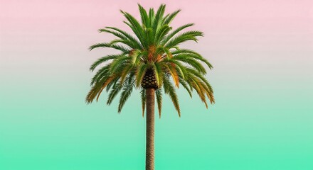 Fototapeta premium Palm tree on pastel background summer tropical vacation destination travel nature beach aesthetic wallpaper art