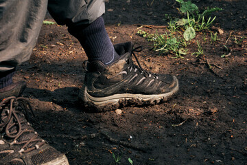 hiking boots in the mud