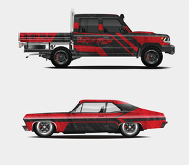 Fototapeta premium Red and Black Custom Car and Truck Wraps