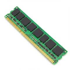 Green computer ram memory stick isolated on white background