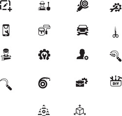 black and white icons set