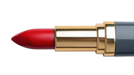 Red lipstick with gold trim. 3D png transparent background