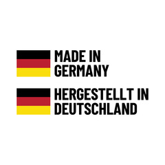Minimal Product Origin Labels in German and English with Germany Flag Icons