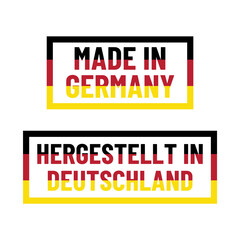 Minimal Product Origin Labels in German and English with Germany Flag Icons