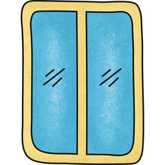 Hand drawn yellow wooden window illustration
