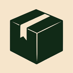 Green cube vector illustration, an empty carton container for packaging or a blank gift box icon
