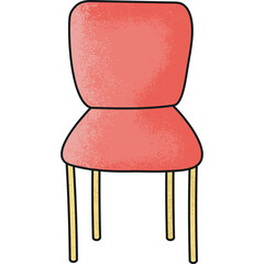 Hand drawn illustration of red chair isolated on white
