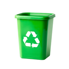Trash recycle. Bin container for disposal garbage waste and save environment. Green dustbin for recycle glass can trash isolated on white background. Ai Generated Images
