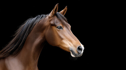Obraz premium Majestic brown horse showcasing grace and beauty against a dark backdrop during a tranquil moment in twilight