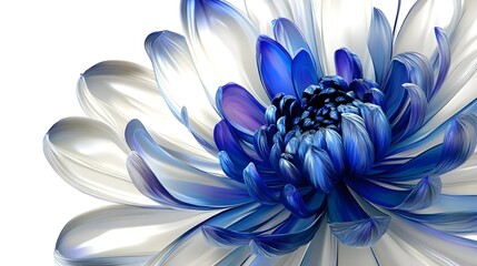 Fototapeta premium Abstract, Flower, Blossom, Blue and White Abstract Flower