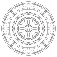 Obraz premium Gray Scale Circular Mandala Design Flower Pattern vector