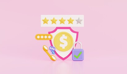 Concept of satisfaction assessment of financial and investment business consulting. 3D illustration.