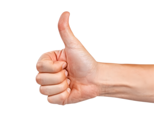 Hand of client show thumb up isolated on white background. Service rating, satisfaction concept. Male hand showing thumb up. Ai Generated Images