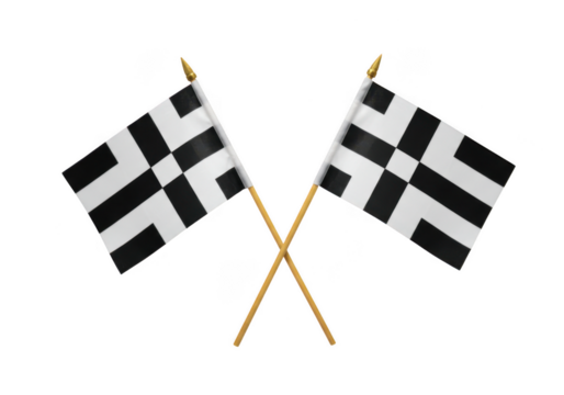 Checkered flags racing finish line victory celebration concept on transparent background