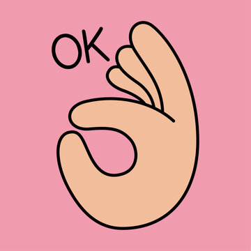 Ok Hand Icon Thumbs Up Positive Vector Illustration