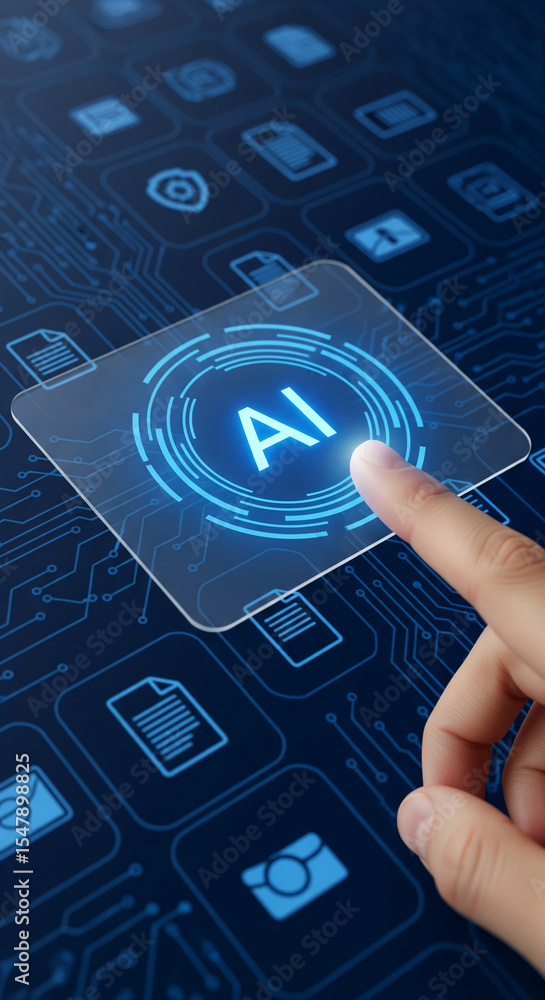Poster Finger interacts with a transparent interface displaying 