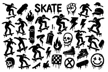 Hip-Hop and Breakdance Graffiti Icons – Urban Spray Paint Street Culture Symbol Set