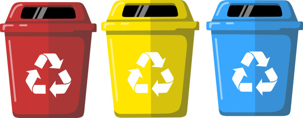Colorful Recycle Bins Vector Illustration