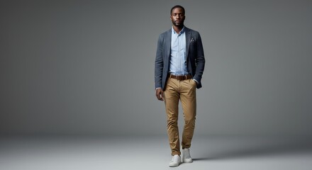 Men's casual blazer with shirt and chinos, stylish formal wear for modern professional look