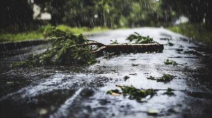 Rain, Storm, Heavy rain, Storm Damage Small Tree Downed in Rain