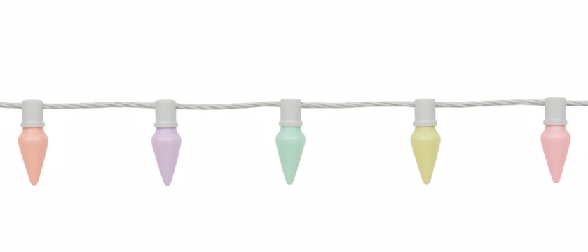 Colorful string lights create cheerful atmosphere, featuring pastel shades of pink, green, and yellow. Perfect for festive occasions - Powered by Adobe