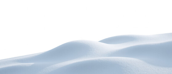 Soft, white snow drapes over gentle hills, creating serene winter landscape. smooth curves evoke sense of calm and tranquility