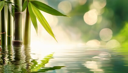 beautiful spa background with bamboo and water