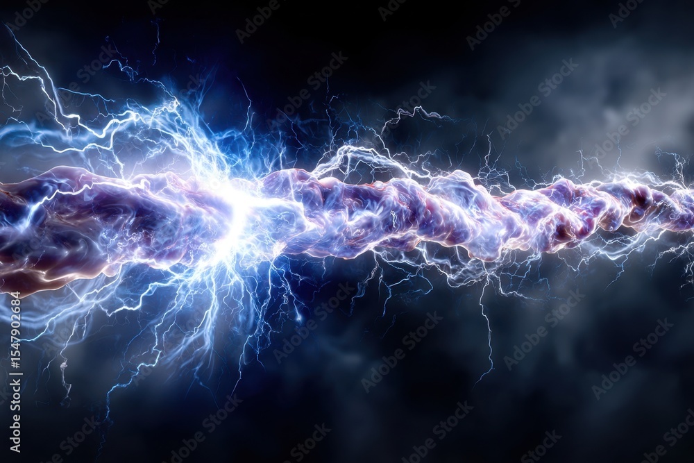 Poster lightning bolts illuminated against a dark stormy background create a dramatic visual effect