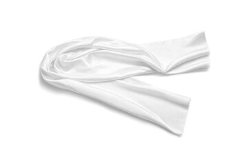 Blank white silk scarf with fringe mockup, isolated, ai generated
