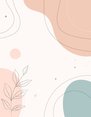 Minimal Abstract Botanical Background with Pastel Shapes
