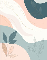 Abstract Botanical Flow Background in Pastel Colors