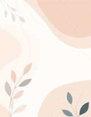 Minimal Botanical Background with Soft Pastel Leaves