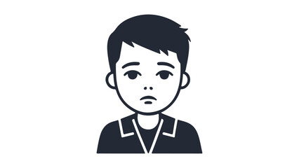 sad simple shape of a boy vector illustration, simple poor kid shape sign vector illustration