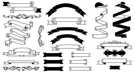 Monochrome mountain vector illustrations for design and print projects