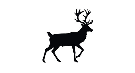 Obraz premium Black silhouette of majestic stag with antlers on white background vector illustration