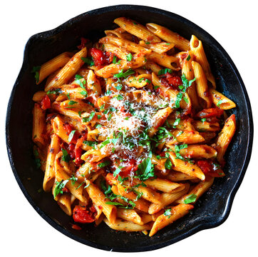 pasta with tomato sauce, isolared background.