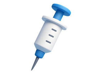 3D Medical Syringe Icon for Vaccination and Healthcare UI Concepts Isolated on Transparent Background