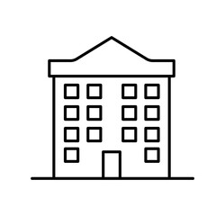 Apartment building icons. Linear style. City real estate, housing architectural design.
Vector illustration.