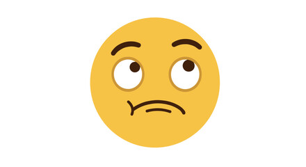 Fototapeta premium Confused emoji face looking up with uncertain expression on white background vector illustration