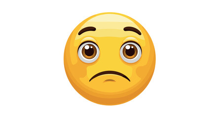 Fototapeta premium Sad emoji expression with big eyes on white background vector illustration